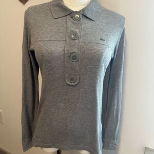Lacoste Gray Long Sleeve Polo Top